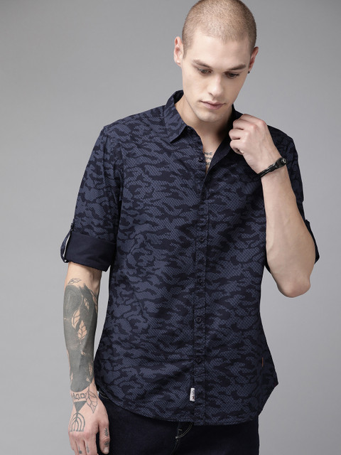 

The Roadster Lifestyle Co Men Navy Blue Regular Fit Printed Casual Shirt