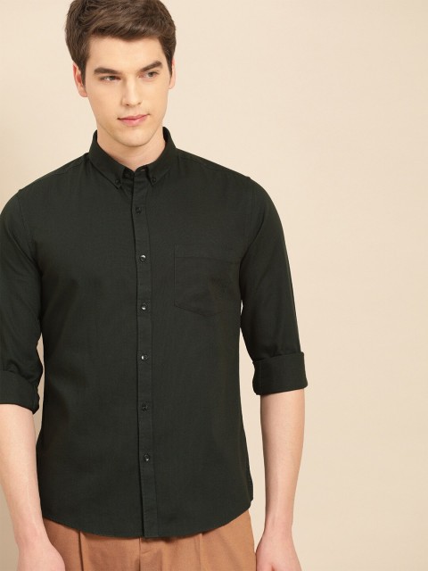 

ether Men Olive Green Regular Fit Solid Casual Shirt