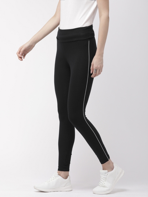 

FOREVER 21 Women Black Solid Ankle-Length Leggings