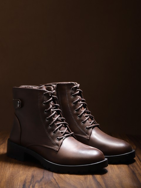 

Roadster Women Coffee Brown Solid Mid-Top Flat Boots
