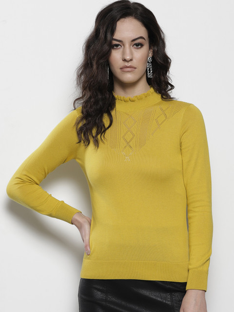 

DOROTHY PERKINS Women Yellow Patterned Detail Sweater