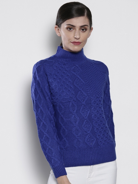 

DOROTHY PERKINS Women Blue Self Design Sweater