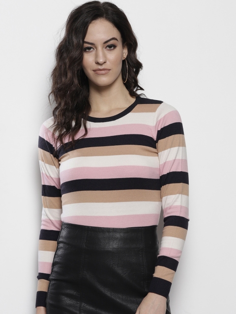 

DOROTHY PERKINS Women Pink & Black Striped Sweater
