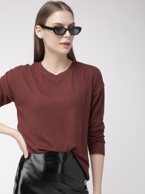 

FOREVER 21 Women Burgundy Solid Top