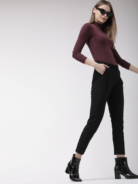 

FOREVER 21 Women Burgundy Solid Fitted Top