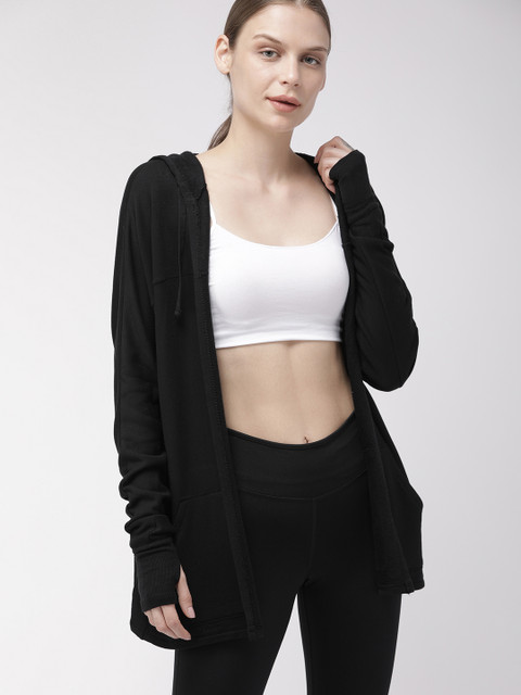 

FOREVER 21 Women Black Solid Open Front Shrug