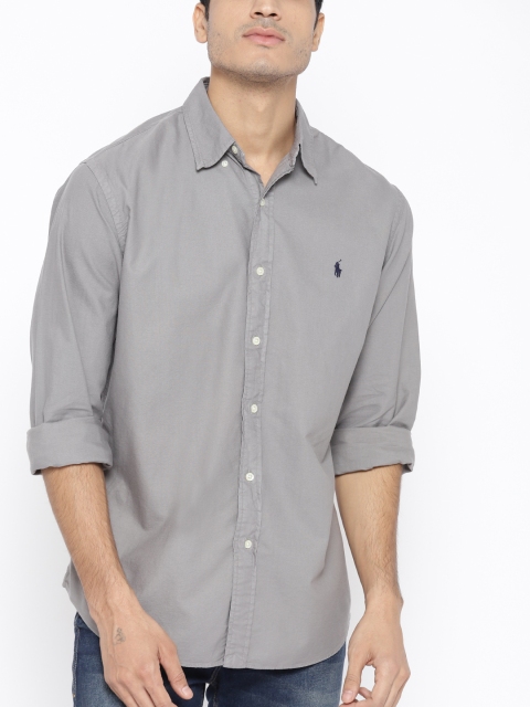 

Polo Ralph Lauren Men Grey Custom Regular Fit Solid Casual Shirt