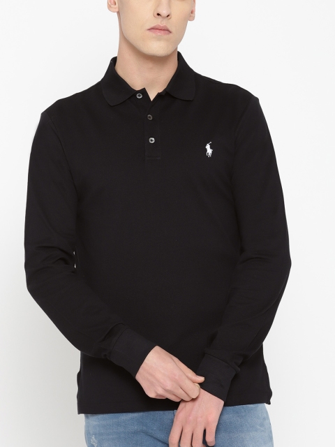 

Polo Ralph Lauren Men Black Solid Polo Collar T-shirt