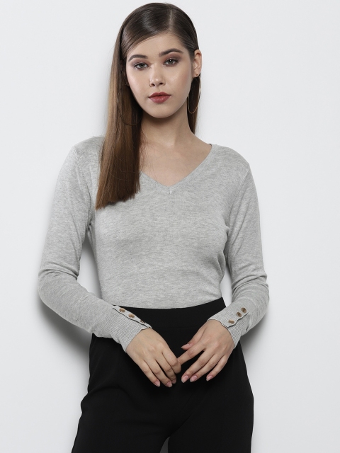 

DOROTHY PERKINS Women Grey Melange Solid Pullover