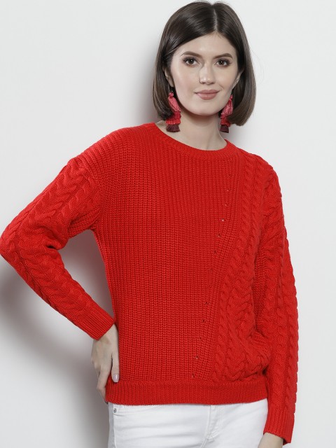 

DOROTHY PERKINS Women Red Self Design Sweater