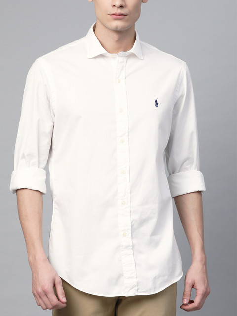 

Polo Ralph Lauren Men White Custom Fit Solid Casual Shirt