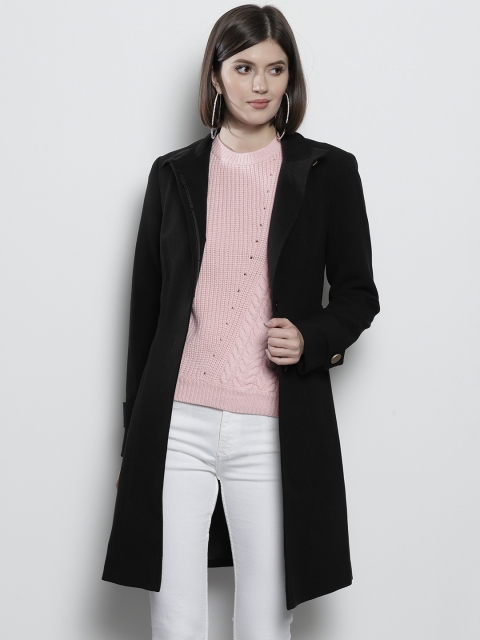 

DOROTHY PERKINS Women Black Solid Overcoat