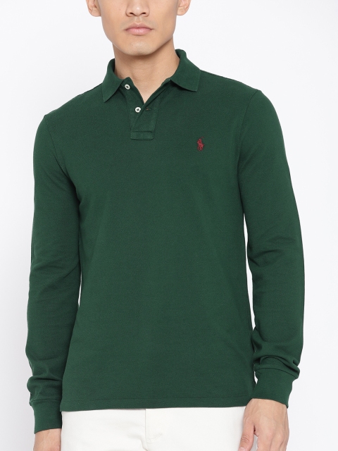 

Polo Ralph Lauren Green Solid Slim Fit Polo Collar T-shirt