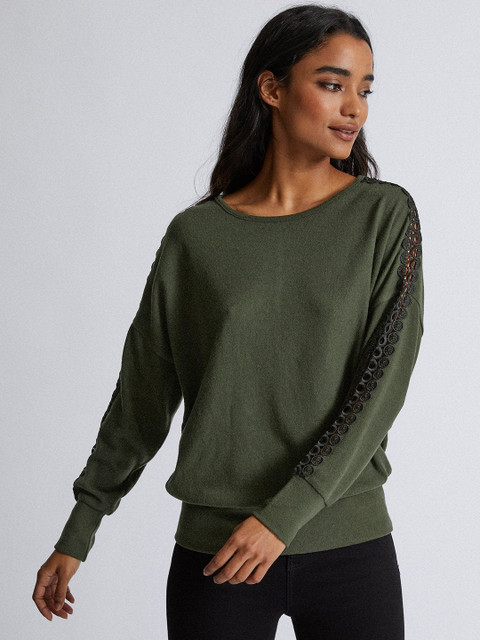 

DOROTHY PERKINS Women Olive Green Solid Pullover