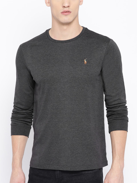

Polo Ralph Lauren Men Charcoal Solid Round Neck T-shirt