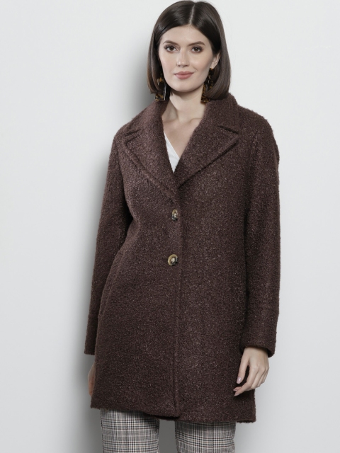 

DOROTHY PERKINS Women Coffee Brown Solid Single-Breasted Overcoat