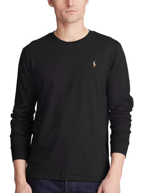 

Polo Ralph Lauren Men Black Custom Slim Fit Solid Round Neck T-shirt