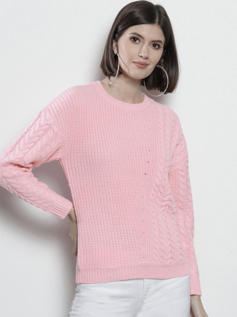 

DOROTHY PERKINS Women Pink Cable Knit Patterned Sweater
