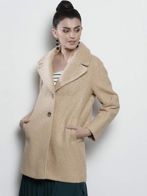 

DOROTHY PERKINS Women Beige Solid Single-Breasted Overcoat