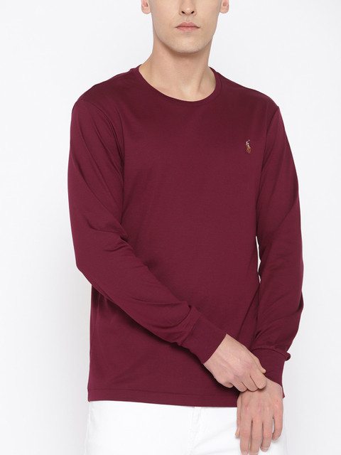

Polo Ralph Lauren Men Maroon Custom Slim Fit Solid Round Neck T-shirt
