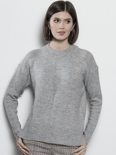 

DOROTHY PERKINS Women Grey Melange Solid Sweater