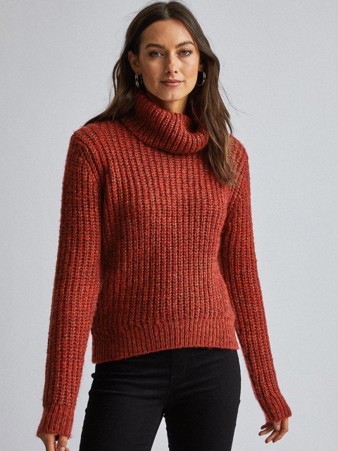 

DOROTHY PERKINS Women Red Self Design Pullover Sweater