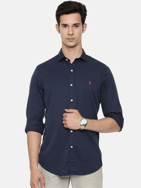

Polo Ralph Lauren Men Navy Blue Custom Slim Fit Solid Casual Shirt