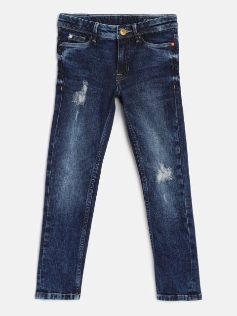 

Allen Solly Junior Boys Blue Skinny Fit Mid-Rise Mildly Distressed Stretchable Jeans