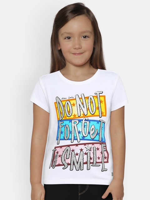 

Allen Solly Junior Girls White Printed Round Neck T-shirt