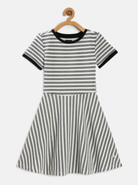 

Allen Solly Junior Girls Striped Black & White Fit and Flare Dress