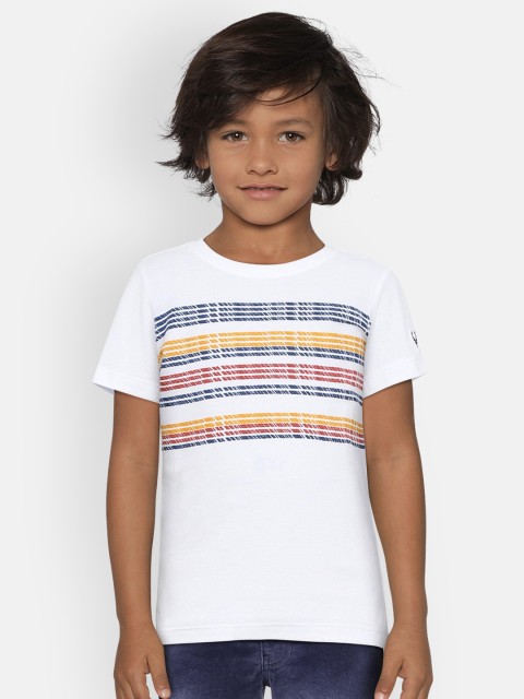 

Allen Solly Junior Boys White Striped Round Neck T-shirt