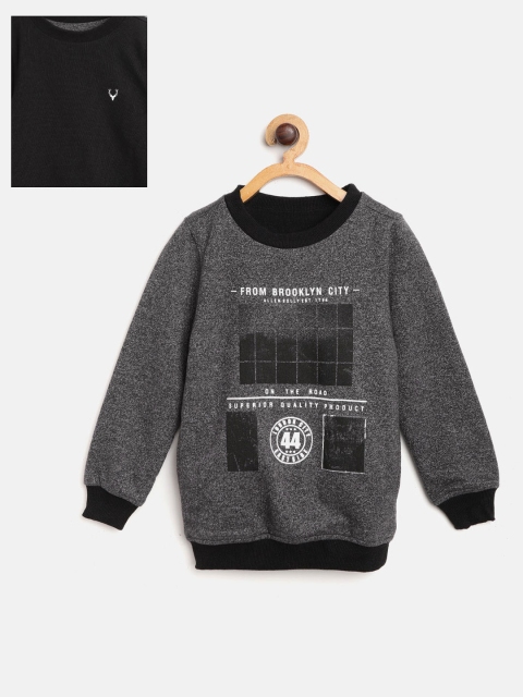 

Allen Solly Junior Boys Charcoal Grey & Black Printed Reversible Sweatshirt