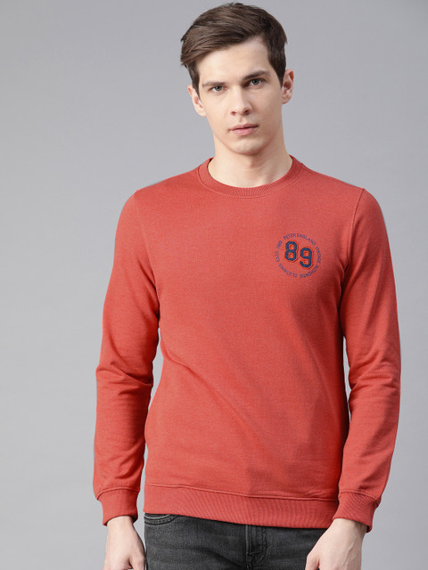 

Peter England Men Orange Solid Sweatshirt