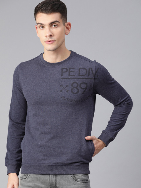 

Peter England Men Navy Blue Printed Sweatshirt