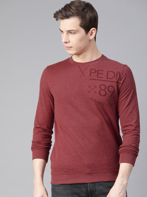 

Peter England Men Maroon Solid Sweatshirt