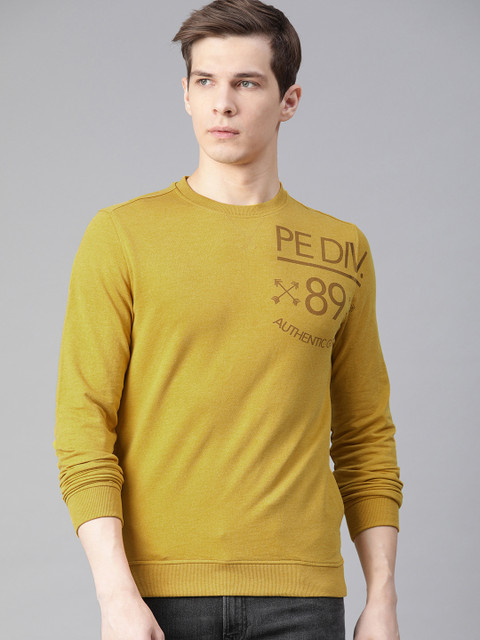 

Peter England Men Yellow Printed Sweatshirt
