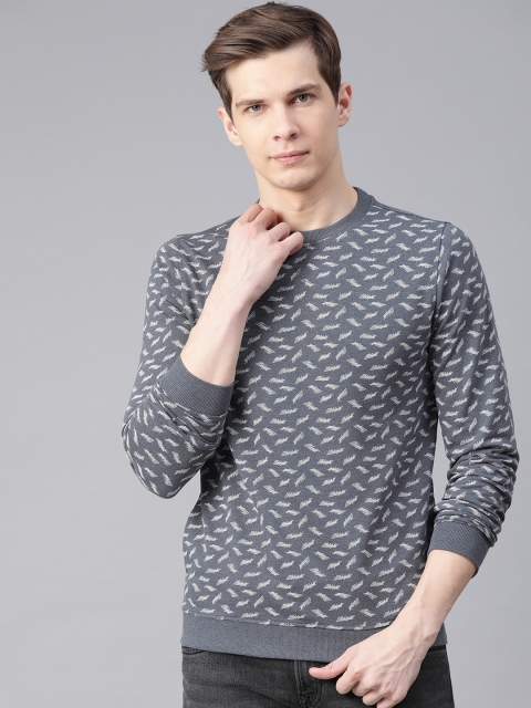 

Peter England Men Grey & Off-White Printed Sweatshirt