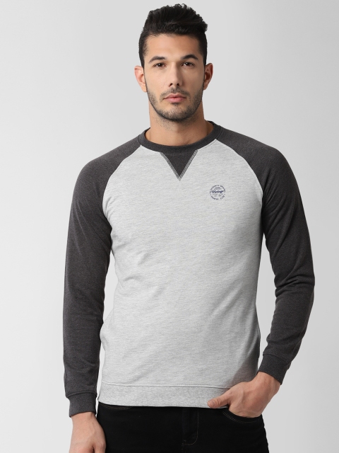 

Peter England Men Grey & Black Solid Sweatshirt