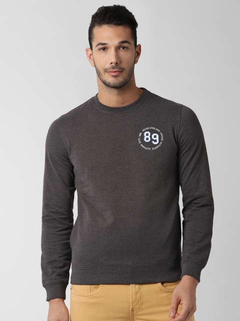 

Peter England Men Grey Solid Sweatshirt