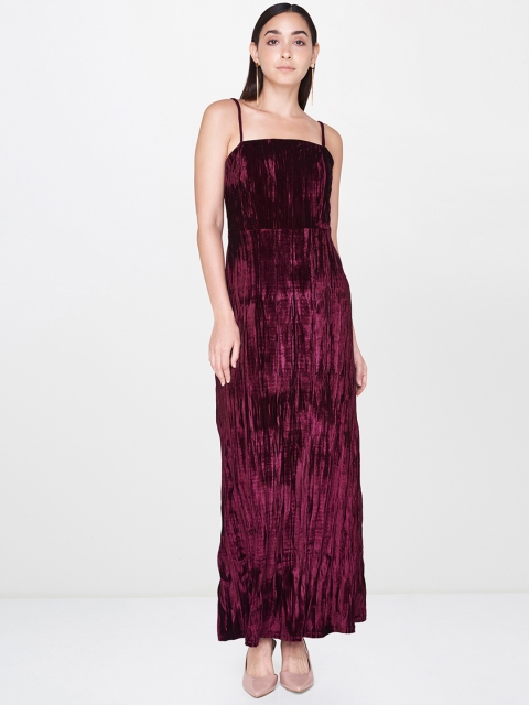 

AND Women Burgundy Solid Maxi Dress