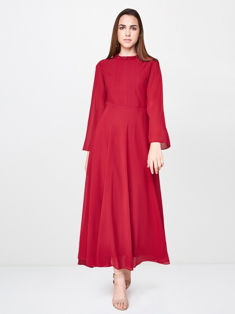 

AND Women Solid Red Maxi Dress