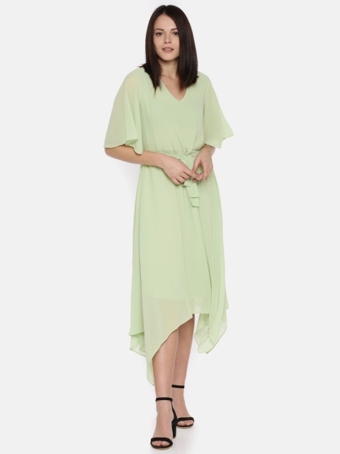 

AND Women Green Solid Fit and Flare Dress