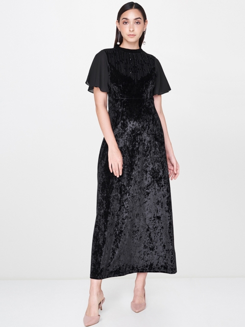 

AND Women Black Embellished Maxi Dress