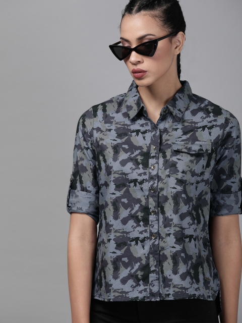 

Roadster Women Grey Regular Fit Printed Casual Shirt
