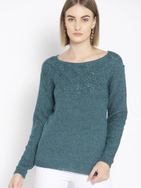 

promod Women Blue Self Design Sweater