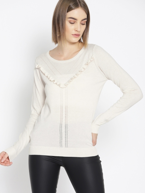 

promod Women Off-White Solid Sweater