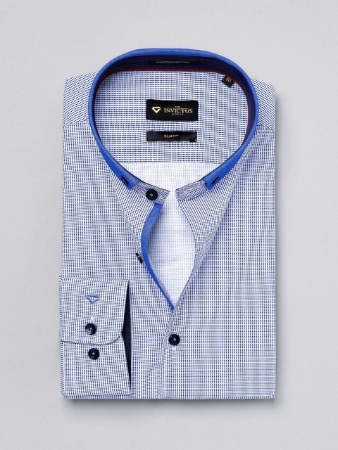 

INVICTUS Blue Printed Slim Fit Formal Shirt