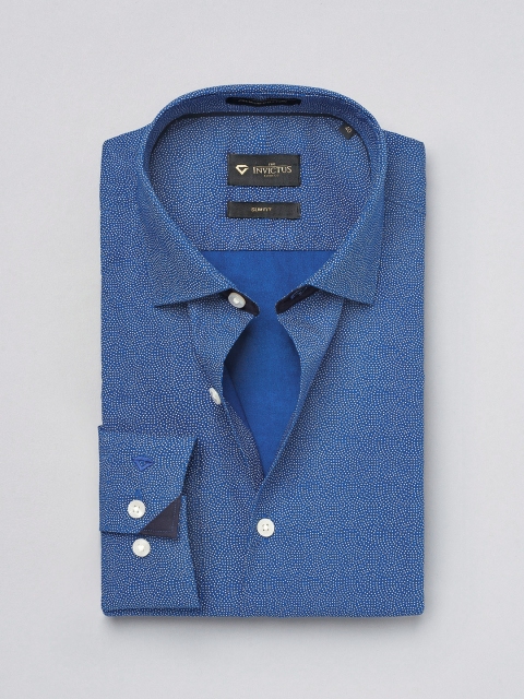 

INVICTUS Blue Printed Slim Fit Formal Shirt