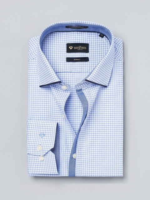 

INVICTUS Blue Slim Fit Formal Shirt, White