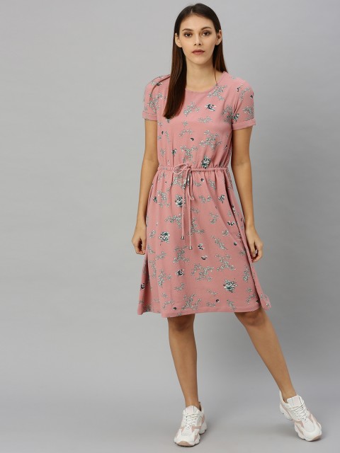 

Chemistry Women Pink Printed Fit and Flare Dress